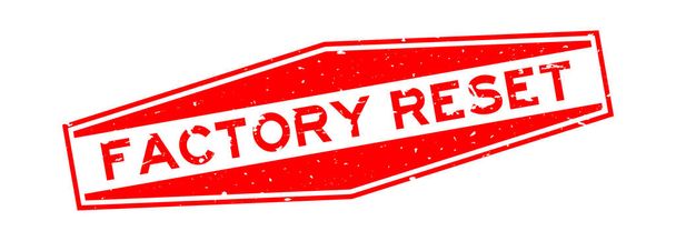 Grunge rode facotry reset woord zeshoek rubber zegel stempel op witte achtergrond - Vector, afbeelding