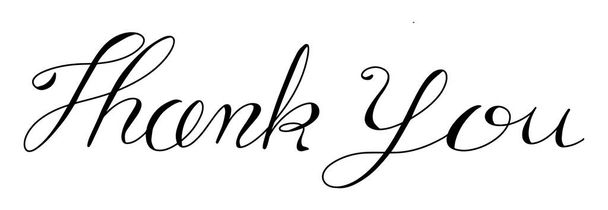 Black color handwriting in word thank you on white background - Vector, Image