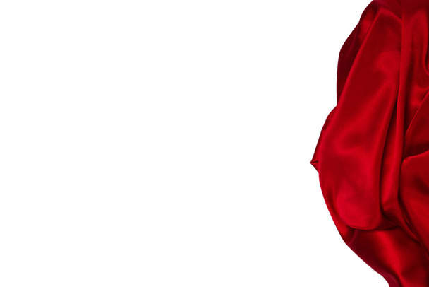 Gazdag és luxus vörös selyem szövet textúra háttér. Felülnézet. - Fotó, kép