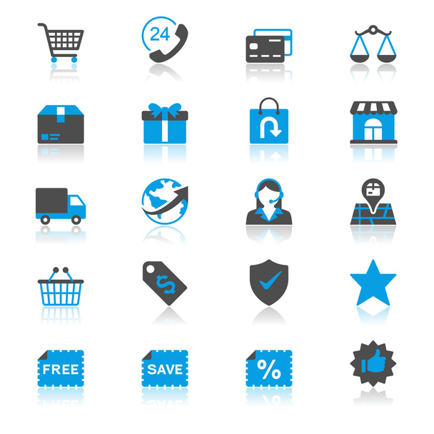 E-commerce flat with reflection icons - Vector, Image