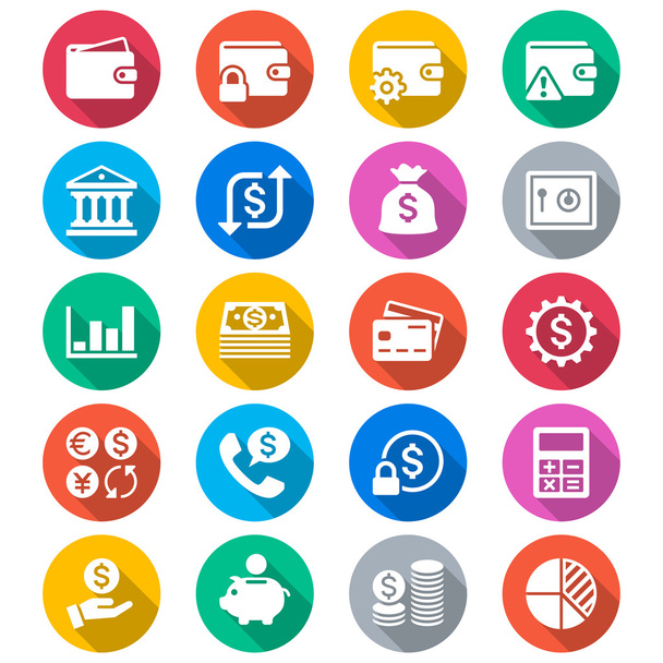 finanční řízení ploché barevné ikony - Vektor, obrázek