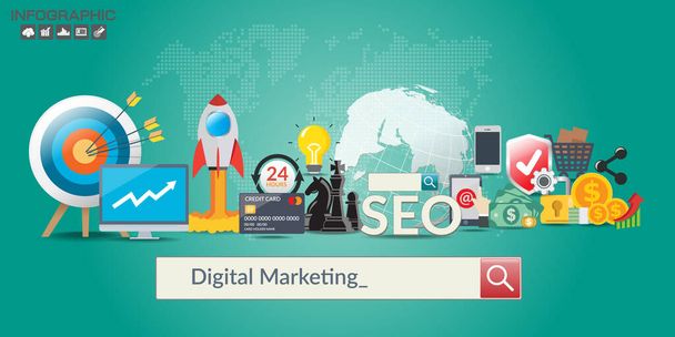 Digital marketing concept online business and Vector Image - Vector, Image