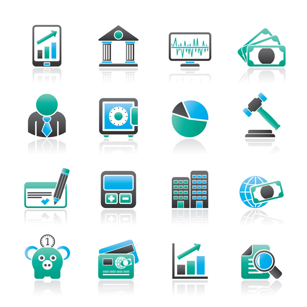 Business, finance and bank icons - Wektor, obraz