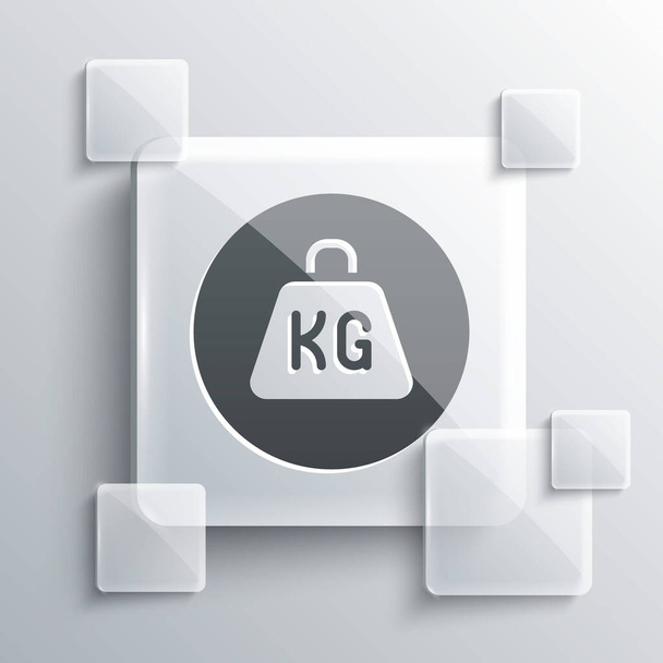 Grey Weight icon isolated on grey background. Kilogram weight block for weight lifting and scale. Mass symbol. Square glass panels. Vector - Vector, Image
