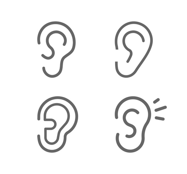 Conjunto de ícones de linha de ouvido. Ouvir - Vetor, Imagem