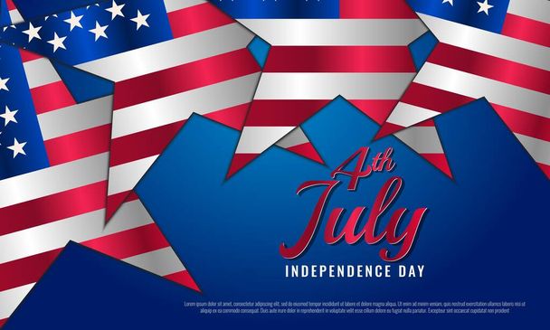 7月4日。アメリカ独立記念日の背景と星とレタリング要素。バナー、ポスター、広告、プロモーション等に適しています。. - ベクター画像