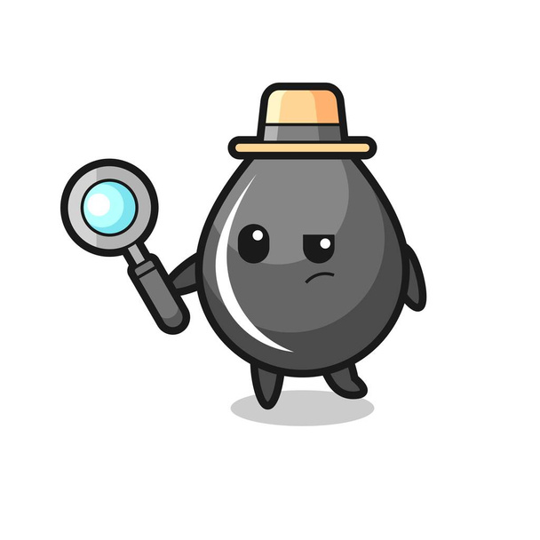 oil drop detective character is analyzing a case , cute style design for t shirt, sticker, logo element - Vector, Image