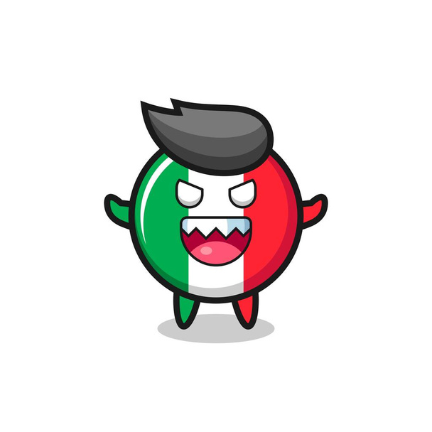 Illustration des bösen italienischen Flagge Maskottchen Charakter, niedlichen Stil Design für T-Shirt, Aufkleber, Logo-Element - Vektor, Bild