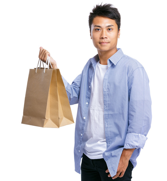 asiático hombre llevar papel bolsa
 - Foto, Imagen
