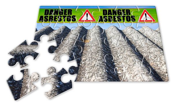 Usuwanie azbestu - obraz koncepcyjny w kształcie puzzle układanki - Zdjęcie, obraz