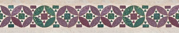 Italian roman mosaic with circular graphic made of small colored stone tiles - seamless pattern. - Photo, Image