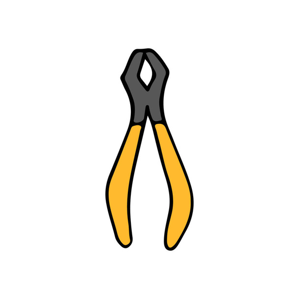 Plier colorful doodle icon in vector. Colorful plier illustration in vector - Vector, Image