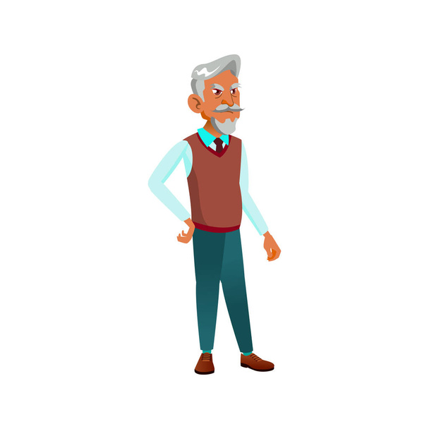 sad hispanic man pensioner in hospital cartoon vector - Vector, Image