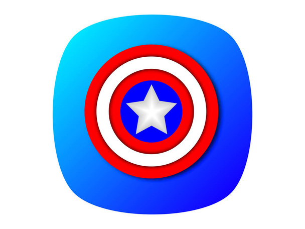 American superhero patriot shield with white star. Captain America shield with star App icon.Vector - Vektor, Bild