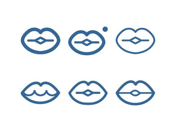 Lippen, Mund Linie Icon Set - Vektor, Bild