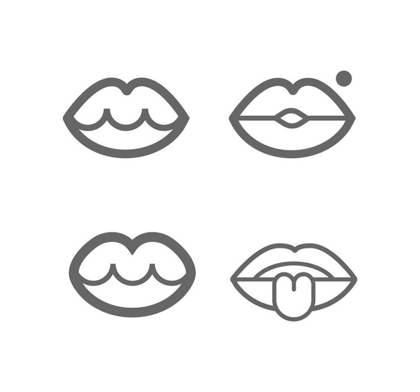 Lèvres, ensemble d'icône de ligne de bouche - Vecteur, image
