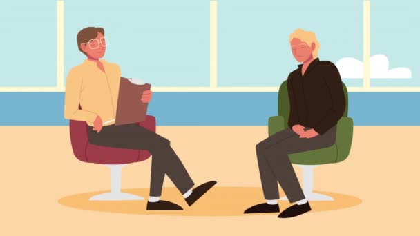 mužský psycholog na schůzce s mužským pacientem - Záběry, video