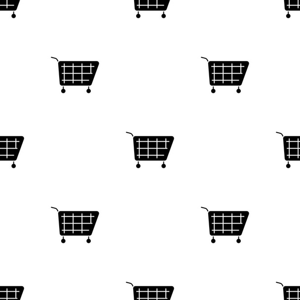 白い背景に隔離されたショッピングカート市場シームレスパターン. - ベクター画像