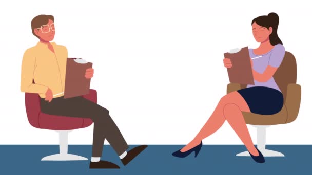 δύο ψυχολόγοι σε ραντεβού σε καρέκλες - Πλάνα, βίντεο