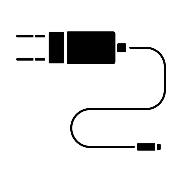 Ladegerät-Symbol, isoliert in schwarz auf weißem Hintergrund. - Vektor, Bild