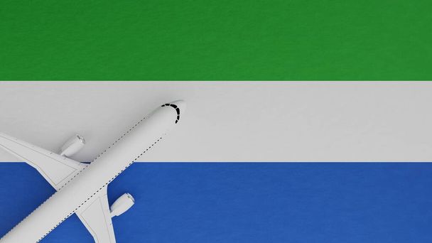 Πάνω κάτω Άποψη ενός αεροπλάνου στη γωνία στην κορυφή της σημαίας χώρας της Σιέρα Λεόνε - Φωτογραφία, εικόνα