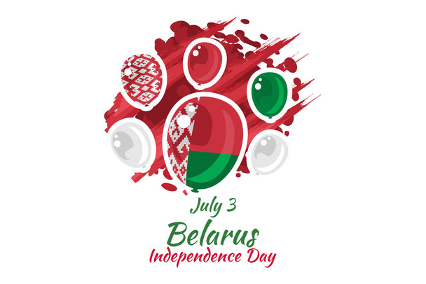 Július 3, Fehéroroszország Függetlenség Napja vektor illusztráció. Alkalmas üdvözlőlap, poszter és banner - Vektor, kép