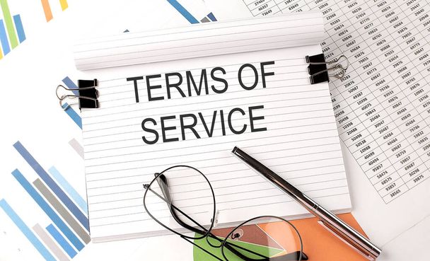 TERMS OF SERVICE text on the chart , office supplies, business - Photo, Image