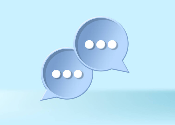 Dos burbujas hablar o comentar símbolo de signo sobre fondo azul. 3d - Foto, Imagen