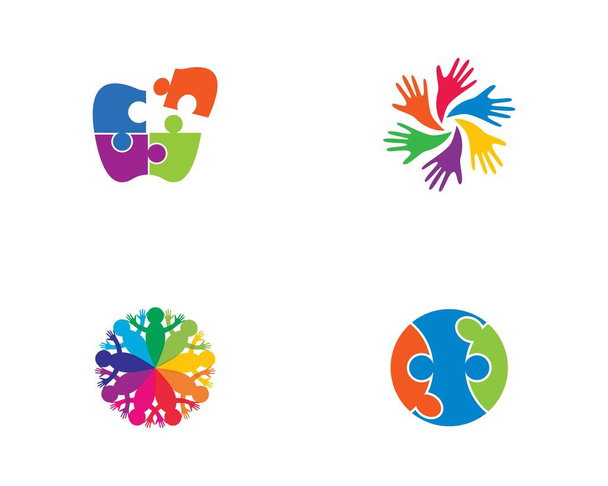 Adopción y cuidado de la comunidad logotipo plantilla vector icono ilustración diseño - Vector, imagen