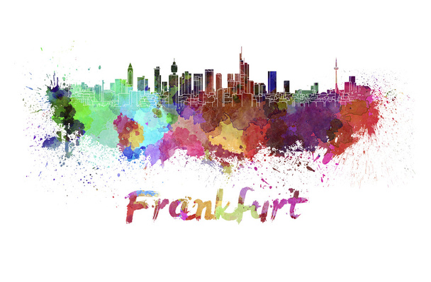 panoramę Frankfurtu w akwarela - Zdjęcie, obraz