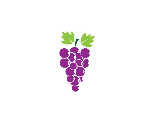 Weintrauben mit Blatt-Symbol für Lebensmittel-Apps und Webseiten - Vektor, Bild