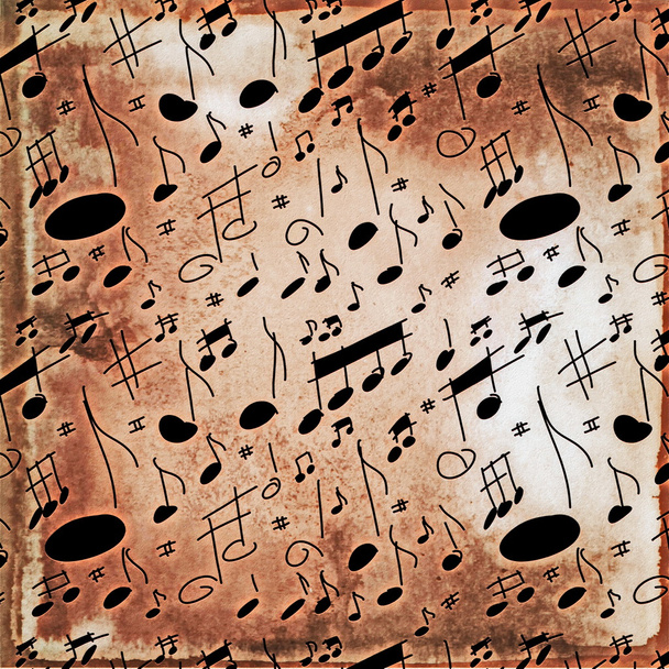 Musical notes seamless old grunge pattern - Φωτογραφία, εικόνα