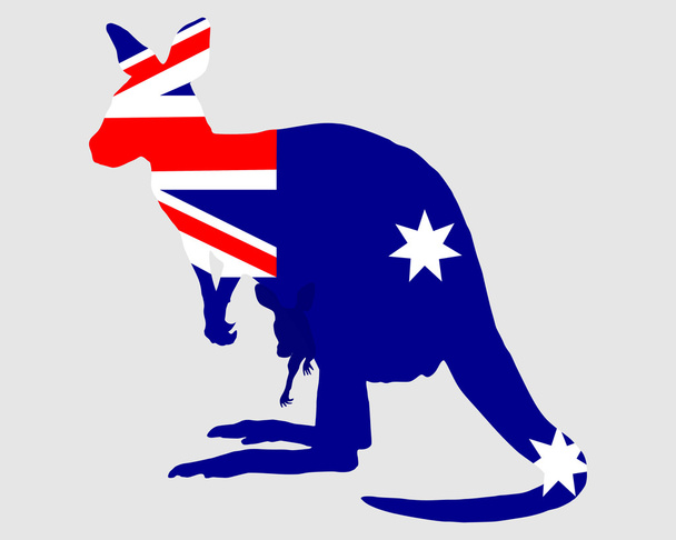 vlag van Australië met kangoeroe - Vector, afbeelding