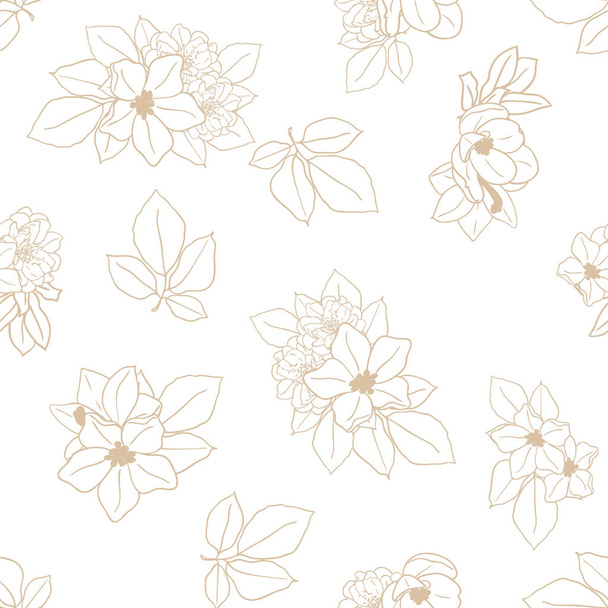 seamless vector pattern with golden flowers - Vector, Imagen