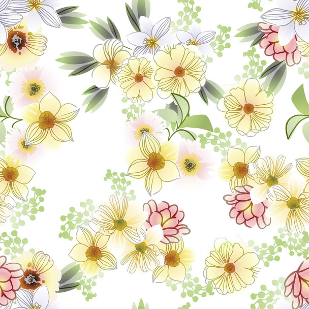 beautiful floral pattern, seamless wallpaper - Vector, Image