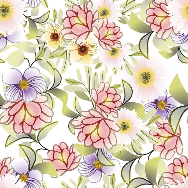 beautiful floral pattern, seamless wallpaper - Διάνυσμα, εικόνα