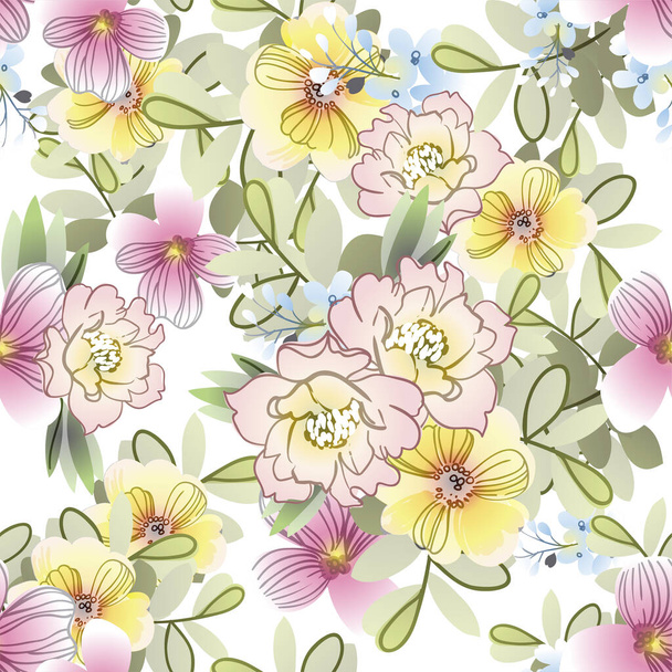 beautiful floral pattern, seamless wallpaper - Vektor, obrázek