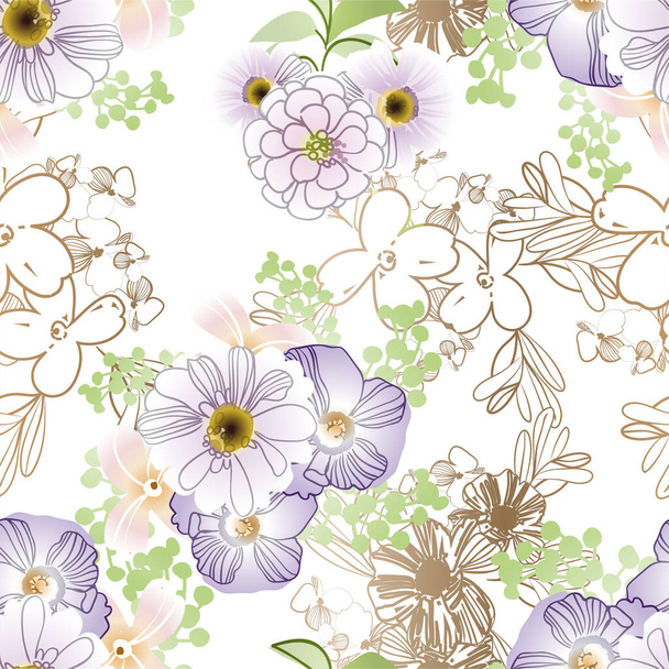 beautiful floral pattern, seamless wallpaper - Vektor, kép