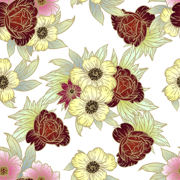 beautiful floral pattern, seamless wallpaper - Вектор, зображення