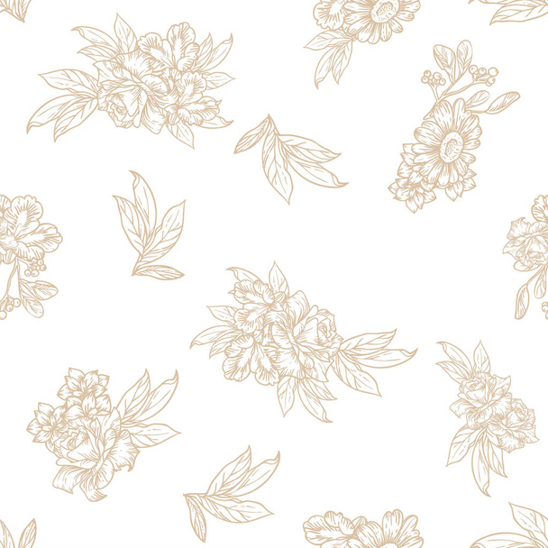 seamless vector pattern with golden flowers - Vettoriali, immagini