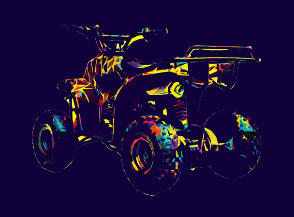 ATV Quad ποδήλατο, All-Terrain όχημα, με περικοπή διαδρομή τέχνη εικονογράφηση σχέδιο vintage σκίτσο - Φωτογραφία, εικόνα
