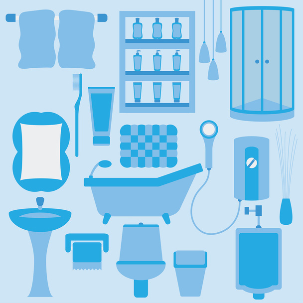 Векторный набор мебели в ванной комнате
 - Вектор,изображение