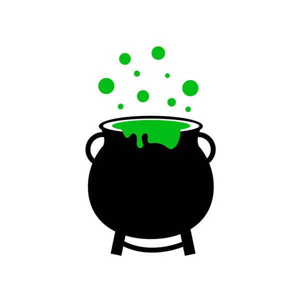 Witch's cauldron used to boil potions and cook food. Halloween vector illustration. - Vector, Image