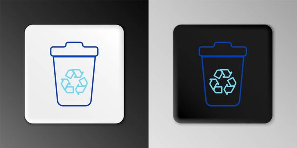 Line Recycle bin with recycle symbol icon isolated on grey background. Trash can icon. Garbage bin sign. Recycle basket sign. Colorful outline concept. Vector - Vector, Image