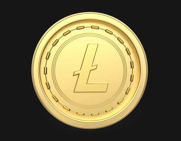 3D Illustration of Litecoin in gold color - cryptocurrency - Photo, Image