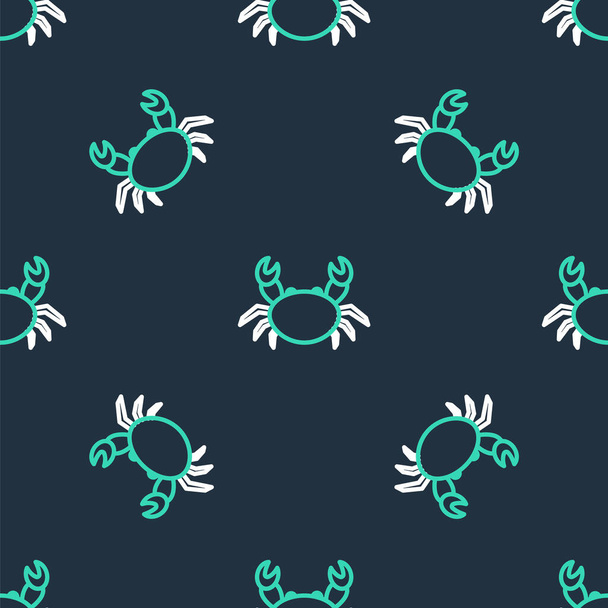 Line Crab Symbol isoliert nahtlose Muster auf schwarzem Hintergrund. Vektor - Vektor, Bild