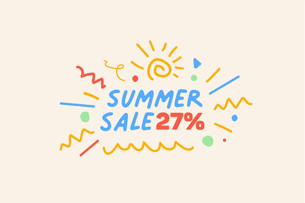 Especial venta de verano banner descuento 27 por ciento, publicidad promocional de compras de temporada, diseño de vectores     - Vector, imagen