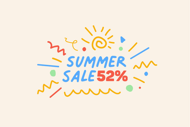 Especial venta de verano banner descuento 52 por ciento, publicidad promocional de compras de temporada, diseño de vectores     - Vector, imagen
