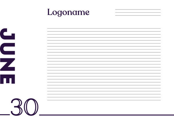 30 Ιουνίου Ημερολόγιο σε χαρτί σημειωματάριο με λογότυπο σε λευκό φόντο        - Διάνυσμα, εικόνα