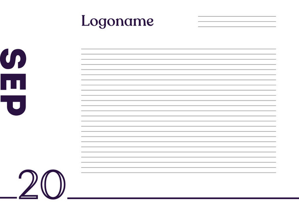 20 de septiembre Calendario en papel portátil con logo sobre fondo blanco      - Vector, Imagen
